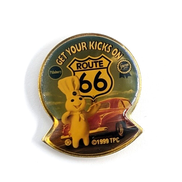 VTG US Route 66 Shield Doughboy Philsberry Red Car Lapel Pin 1999 TPC USA - Picture 5 of 5